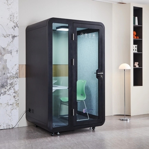 Cabine de bureau insonorisée Solo, mobile sur roulettes avec bureau et éclairage LED + LIVRAISON GRATUITE - Product Image 5