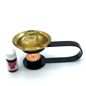 เตาน้ำมันหอมระเหยทองเหลืองทุบเหล็กทำด้วยมือที่วางธูปหอมสำหรับชาเบาไม้จันทน์น้ำมันไม้หอมมีกลิ่นหอมทางศาสนา - Product Image 4