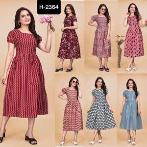 Kurtis cortos de algodón estilo Bollywood indio para uso informal y diario Colecciones de Kurtis con estampado digital simple para vestido de mujer - Product Image 6