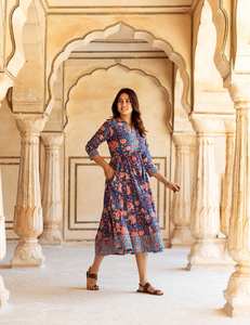 Robe Jayalini imprimée à la main, style bohème, en coton, décontractée, occasionnelle, pour les vacances d'été, pour femmes - Product Image 5