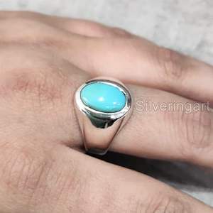 Wholesale <b>Mens</b> Ring New Arrival Natural Turquoise Gemstone December Birthstone Father's Day <b>Jewelry</b> 925 Sterling Silver Ring - Product Image 4