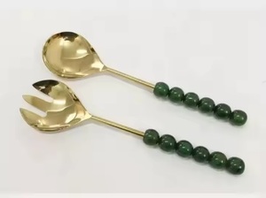 มีด้ามจับยาวทำจากโลหะทองเหลือง, มีด้ามยาวมีดีไซน์เรียบง่ายมีด้ามจับช้อนตักสลัด - Product Image 5