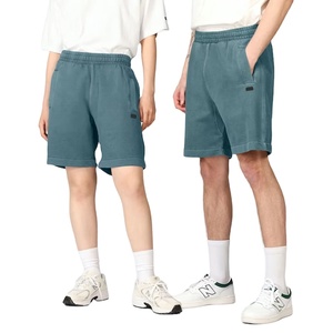 2024 nouveauté hommes femmes couleur anthracite lavé au soleil décontracté short de survêtement taille élastique écologique motif solide vente en vrac - Product Image 1