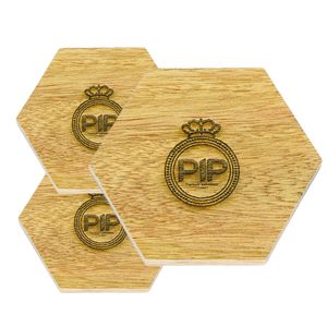 Sous-verres hexagonaux de qualité supérieure en bois de teck minimaliste élégant pour la décoration intérieure anniversaire anniversaire ou occasions de mariage - Product Image 2