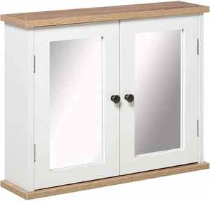 Armoire à pharmacie murale à double miroir, portes en verre, contreplaqué - Product Image 5