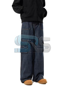 กางเกงซักได้สำหรับผู้ชายกางเกงยีนส์ทรงหลวมพิมพ์ลายสีพื้นกางเกงขายาวปรับแต่งได้ - Product Image 6