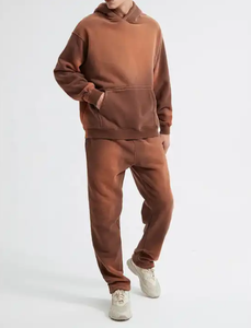 100% algodón de talla grande ropa deportiva entrenamiento chándal Jogger liso logotipo personalizado para hombre chándal pantalones de chándal y conjunto con capucha - Product Image 3