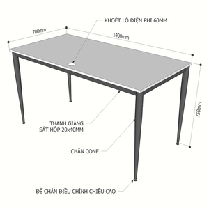Escritorio Minimalista de Madera Contrachapada HBCN008 de 140x70cm con Revestimiento de Melamina y Patas Cone II, Escritorio de Oficina Duradero y de Lujo para Dormitorio - Product Image 6