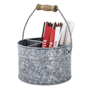 Panier de caddie de couverts en métal de vente élevée Panier de caddie d'ustensile galvanisé idéal pour les pique-niques de cuisine à manger - Product Image 3