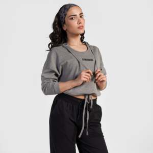 Sweat à capuche en tricot gris respirant Elite Motion - Product Image 3