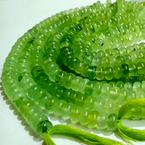 Rondelle de pierres précieuses naturelles de Prehnite lisse lisse 8mm perles vendues par brin 8 pouces de long perles de pierres précieuses de grande qualité - Product Image 1