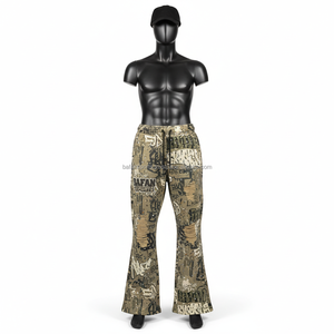 Pantalones Holgados de Mezcla de Algodón Grueso de Alta Calidad de 320 g/m², Estampado de Grafiti, Corte Holgado con Logotipo Bordado Personalizado, Pantalones Lavados para Hombre - Product Image 1
