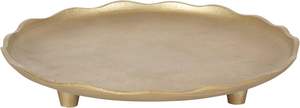 Bandeja de aluminio fundido con patas redondas festoneadas hechas a mano decorativas modernas, bandeja de transición de Pedestal dorado, apta para alimentos para uso en la cocina - Product Image 3
