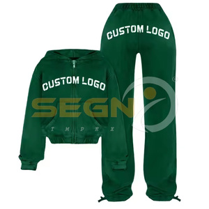 เสื้อครอปมีซิปสำหรับผู้หญิงเสื้อแจ็คเก็ตผ้าฝ้าย100% มีซิปน้ำหนักเบาชุดวอร์มกางเกงขาสั้นออกแบบได้ตามต้องการ - Product Image 2
