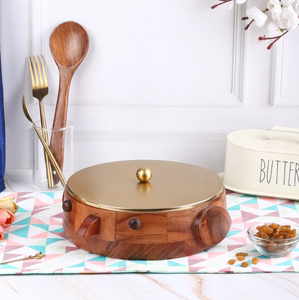 Caja Chapati Vintage de madera hecha a mano para cocina, cazuela de olla caliente para servidor Roti, vajilla, estuche para servir Roti Dabba con tapa - Product Image 5