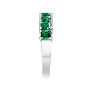Bague intemporelle en or blanc ou argent avec émeraude taille princesse sertie à griffes, en métal précieux de qualité supérieure, pierre naturelle 2 carats - Product Image 3