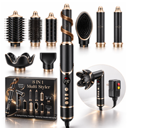 Styler capillaire ionique pliable 8-en-1 1400W avec moteur sans balais, fer à boucler et brosse volumisante, logo personnalisé, multi-styler de salon