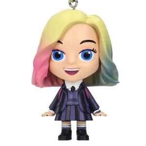 Porte-clés 3D Enid Nevermore en PVC, silicone et cuir PU, style uniforme, avec mousqueton, inspiré des dessins animés et de l'anime - Product Image 4