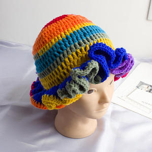 Sombreros de Pescador de Lana de Ganchillo Versátiles del Fabricante Mayorista, Sombreros de Pescador con Borde Ondulado Populares para Adultos, Venta Transfronteriza - Product Image 1