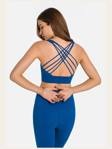Soutien-gorge de sport écologique pour femme en nylon et élasthanne, haute performance pour la gym, le fitness et le yoga, respirant, sans coutures, avec logo frontal - Product Image 5