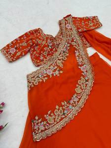 Conjunto de Lehenga Saree para Mujer con Blusa Bordada y Dupatta, Traje Étnico de Fiesta - Product Image 4