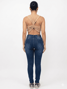 Pantaloni in Denim Skinny Bicolore Blu con Effetto Sbiadito e Vestibilità Comoda con Stretch S102 - Product Image 3