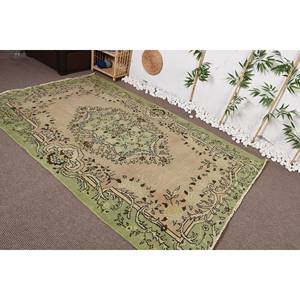 Tapis turc vintage 5.4 x 8.6ft vert beige laine Patchwork Design support en Latex pour la maison vivant chevet style rectangulaire-Tabriz - Product Image 3