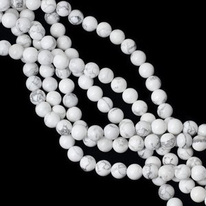 Perles en vrac rondes de pierres précieuses de howlite blanche naturelle de haute qualité pour la fabrication de bijoux Bracelet collier 15.5 "brin en gros - Product Image 3