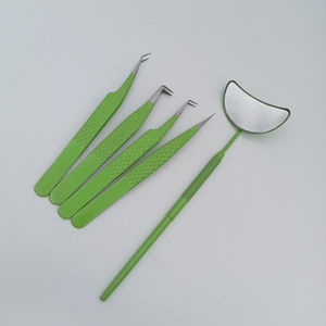 Pince à épiler d'extension de cils professionnelle à poignée en diamant pointe pointue couleur verte poignées de miroir en acier inoxydable durable - Product Image 5