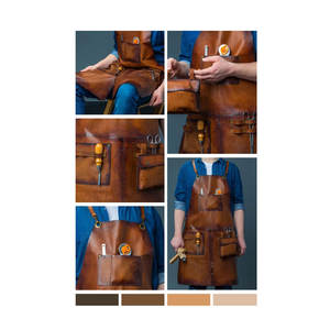 Delantales de cuero a prueba de aceite de la mejor calidad y precios baratos/delantales de cocina transpirables de servicio OEM hechos con cuero genuino - Product Image 5