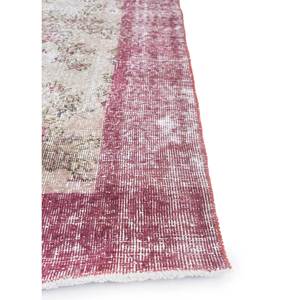 Tapis en laine vintage 9x12 rouge-orange noué à la main, motifs floraux abstraits en forme de puzzle rectangulaire pour entrée de maison, chambre d'adolescent - Pae-2005 - Product Image 4