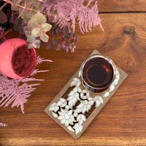 Juego de posavasos y soporte de luz de té con incrustaciones de concha de lujo, estilo clásico de nácar para decoración del hogar y REGALOS FESTIVOS - Product Image 6