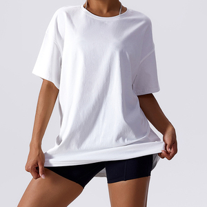 Camiseta extragrande de verano de alta calidad con logotipo personalizado OEM para mujer, camiseta de manga corta para gimnasio, entrenamiento, fitness, yoga, ropa de manga corta - Product Image 6