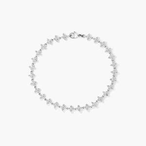 Premium 4MM Round Cut Moissanite Tennis <b>Bracelet</b> Silver <b>Gold</b> Overlay Floral Pattern Perfect Wedding Everyday Glam Gift for Women - Product Image 3