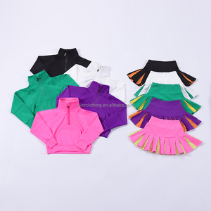 Conjunto Deportivo Personalizado para Niños, Ropa de Yoga Elástica, Top con Cierre de Cremallera, Falda Plisada, Proveedor de Ropa Deportiva - Product Image 5