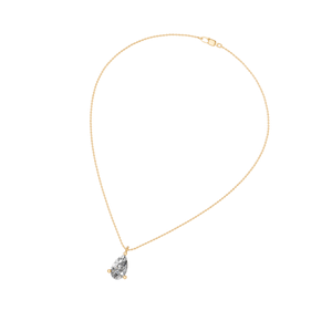 Collar con Colgante de Diamante Cultivado en Laboratorio con Certificación IGI, Forma de Pera, Clásico, para Boda, Compromiso, Mujer, Oro Amarillo Sólido de 14k, Regalo - Product Image 4