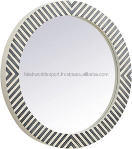 Espejo de pared con incrustaciones de resina redonda moderna, Material de madera con patrón ovalado para cocina, decoración del hogar, exportado desde Falak World Export - Product Image 1