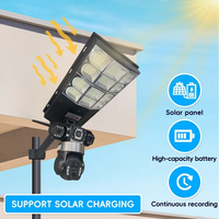 Lámpara Solar Todo en Uno OMSEN con Cámara CCTV de 3 Lentes, WiFi, Tarjeta SIM 4G, V380pro para Jardín