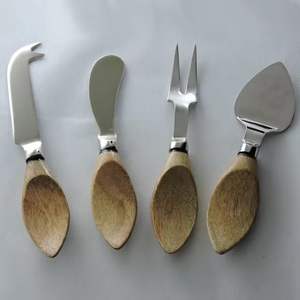 Ensemble de couteaux à fromage en acier inoxydable de haute qualité avec manche en bois pour cuisine restaurant utilisé quotidiennement - Product Image 2