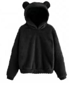 Sudadera con capucha extragrande para mujer, estilo casual de invierno, de poliéster grueso con forro polar, bordado de letras, estilo holgado. - Product Image 2