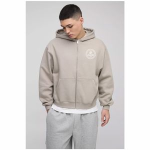 Sweat à capuche en coton biologique 100% pour hommes de haute qualité Streetwear épais et épais surdimensionné à motif solide perlé Style hivernal - Product Image 6