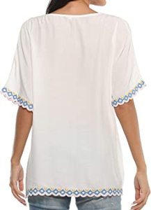 Tunique blanche en 100% coton avec broderie bleue pour femmes, nouvelle collection - Product Image 3