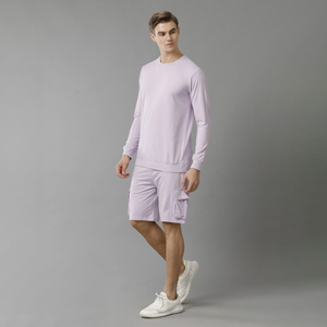 Ensemble short de sport pour homme Sweat-shirt coupe décontractée avec motif contrasté et détails de poche Tissage tricoté et motif imprimé - Product Image 3