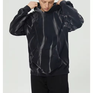 Zohan Creations hommes vente en gros de haute qualité OEM ODM soleil délavé goutte épaule pas de cordon lavage de pierre pull à capuche fabrication - Product Image 2