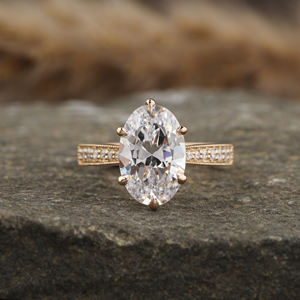 แหวนหมั้นเพชรแบบวินเทจสำหรับผู้หญิงแหวนหมั้น950หรูหราเป็นของขวัญในห้องปฏิบัติการเจียระไนวงรี - Product Image 1