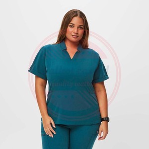 Costume de gommage médical à manches courtes pour femmes \ Uniforme d'occasion pour hôpital de qualité supérieure à vendre - Product Image 2