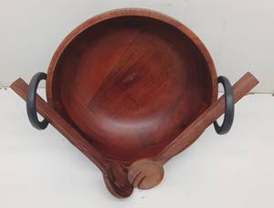 Handmade <b>Large</b> <b>Wooden</b> Salad Serving <b>Bowl</b> with Handles Rustic Kitchenware for Fruits Elegant Salad <b>Bowl</b> Set - Product Image 3