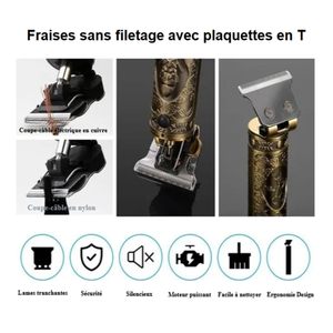 Tondeuse Électrique de Précision pour Barbe et Cheveux, Professionnelle, Rechargeable, Noire, Lame en Acier Inoxydable, IPX7, pour Camping-Car - Product Image 6