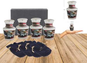 โกศขนาดเล็กสําหรับเถ้ามนุษย์ ผู้ใหญ่ชายหรือหญิง | ชุดโกศขนาดเล็กตกแต่งธงชาติอเมริกา 4 ชิ้นสําหรับทหารเก่าหรือรักชาติ - Product Image 3