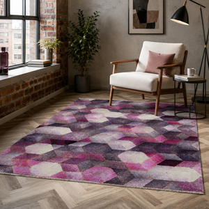 Netline Home Cool Linework Deep Purple Modern Washable <b>Rug</b> - Product Image 3
